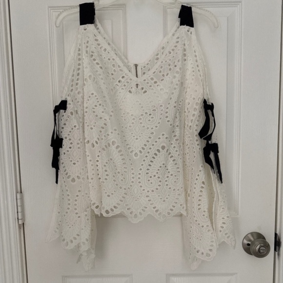 Nanette Lepore Hook, Line, Sinker Lace Cold Shoulder Top Size 8 NWT OTHER - Picture 1 of 13